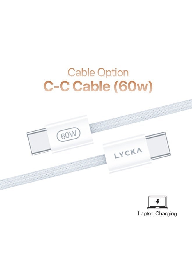 LYCKA Boost +65GaN Dual USB-C 65W Ultra-Fast Wall Charger with 2M USB-C to USB-C Cable - Compact GaN Technology Power Delivery Adapter for Laptops, MacBook, iPhone, and Samsung - White - Image 3